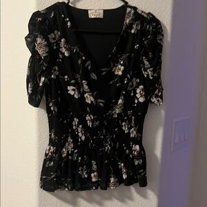 Gaze Black Floral Blouse